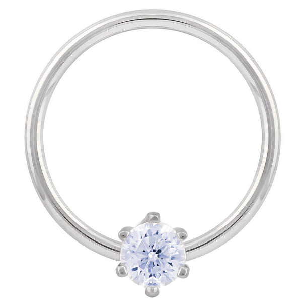 14ct Gold Round Jeweled Ball End Nose Pin - Monster Piercing