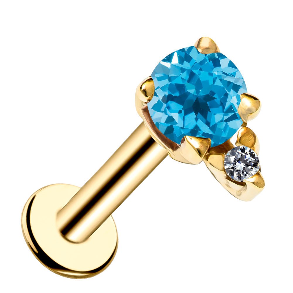 Blue Topaz with Diamond Accent Flat Back Earring