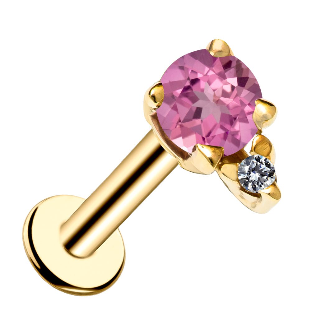 Pink Tourmaline with Diamond Accent Flat Back Earring