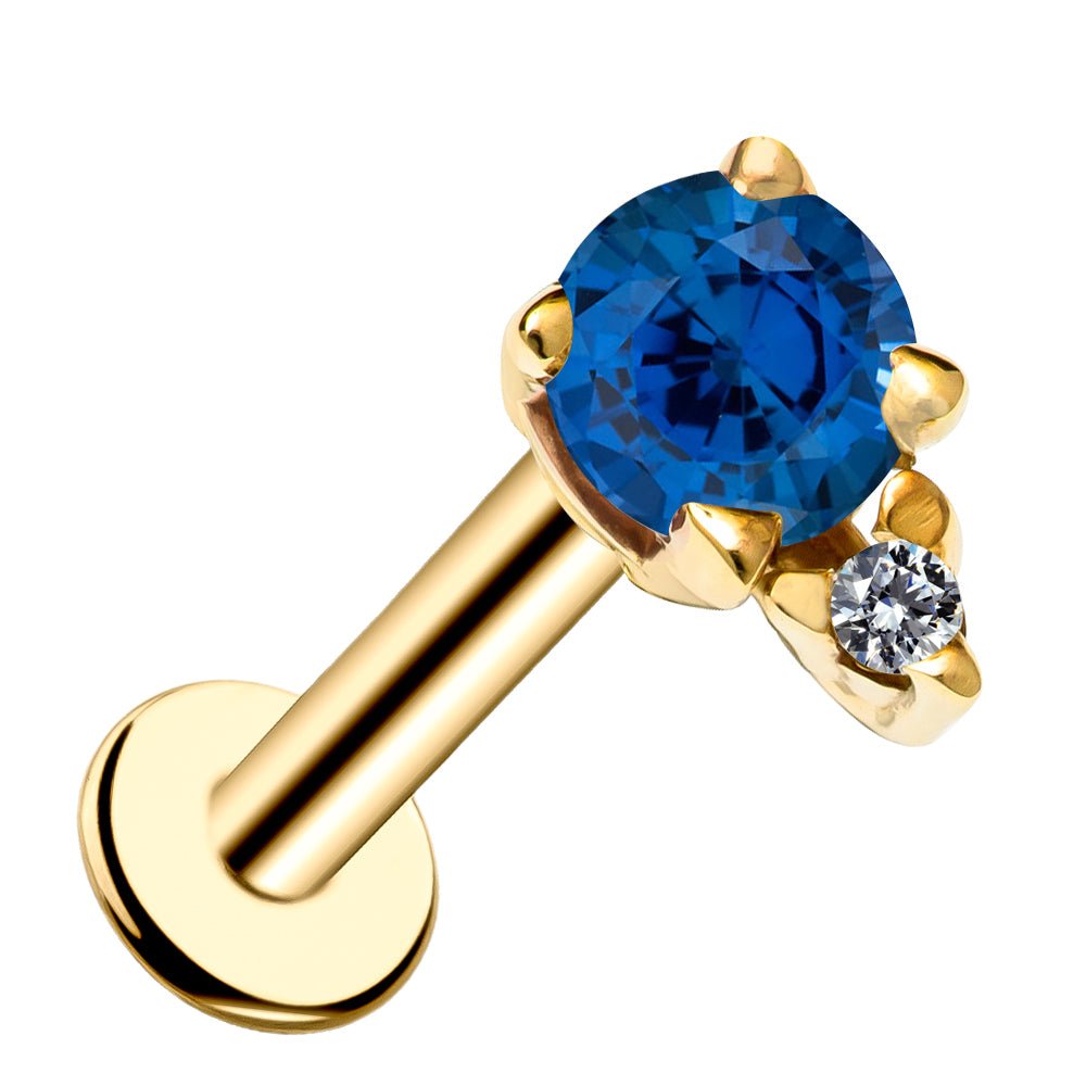 Blue Sapphire with Diamond Accent Flat Back Earring