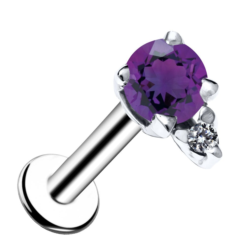 Amethyst with Diamond Accent Flat Back Earring