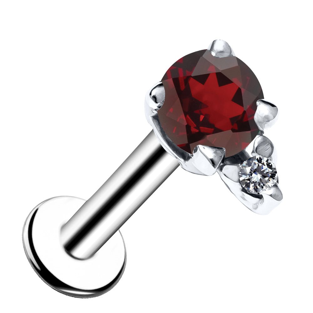 Garnet with Diamond Accent Flat Back Earring