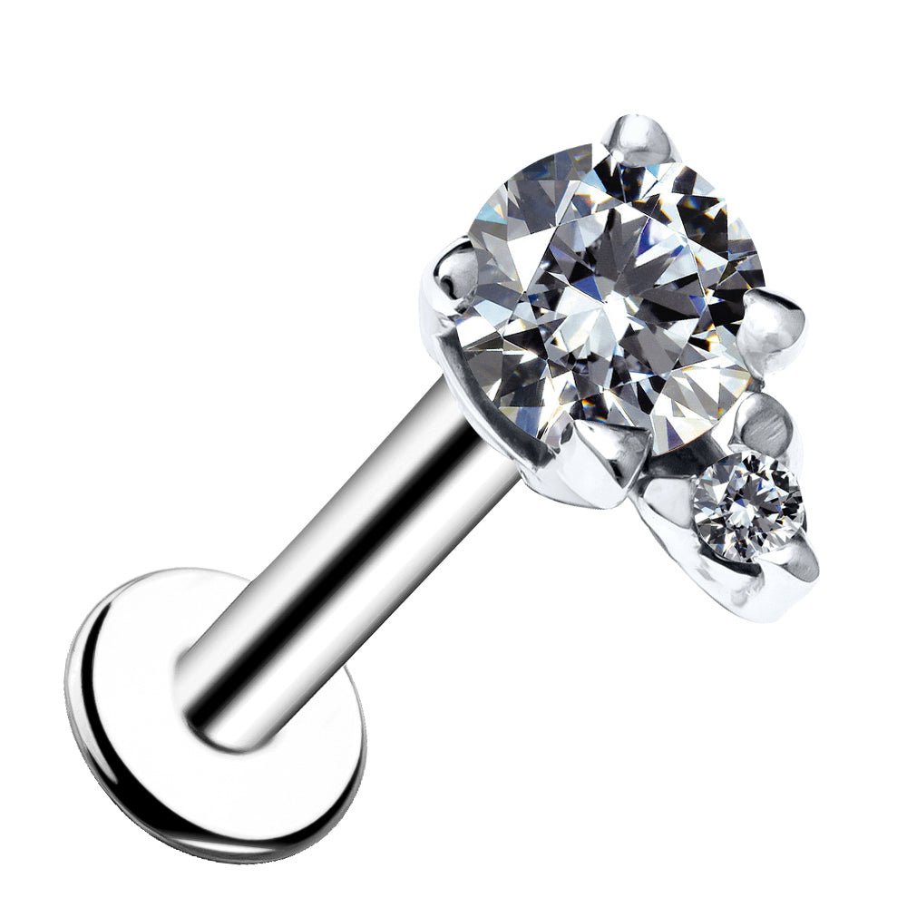Cubic Zirconia with Diamond Accent Flat Back Earring