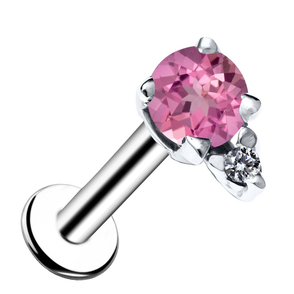 Pink Tourmaline with Diamond Accent Flat Back Earring