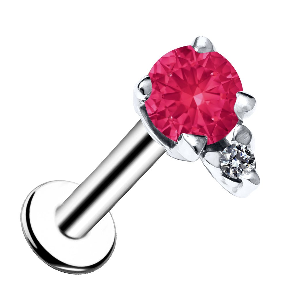 Ruby with Diamond Accent Flat Back Earring