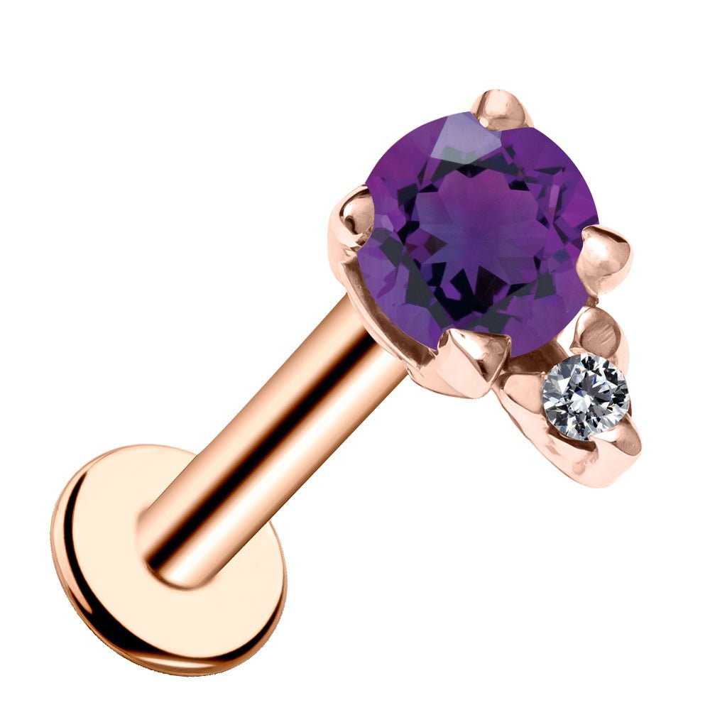Amethyst with Diamond Accent Flat Back Earring