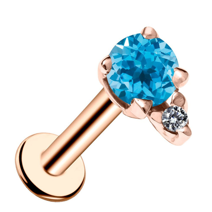 Blue Topaz with Diamond Accent Flat Back Earring