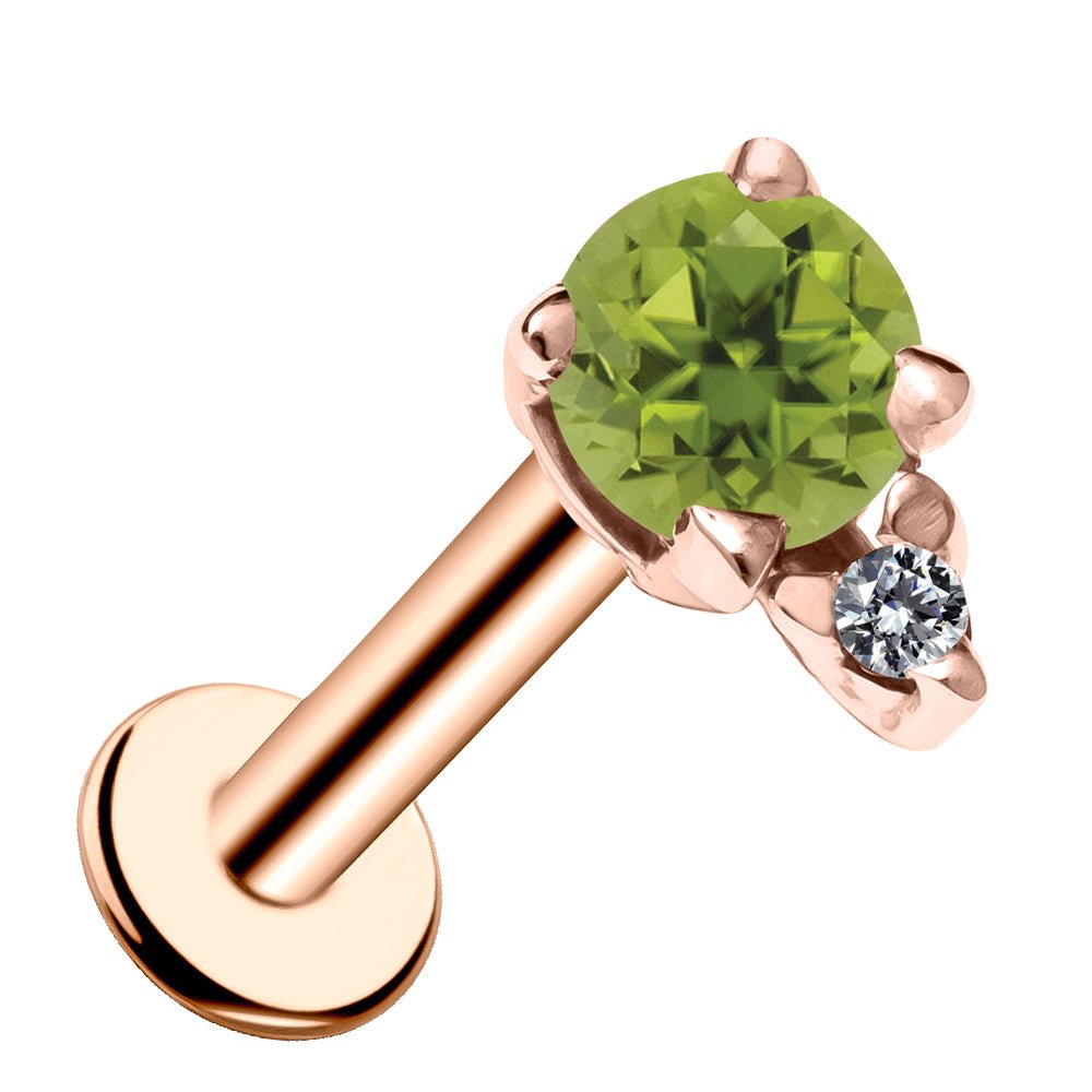 Peridot with Diamond Accent Flat Back Earring