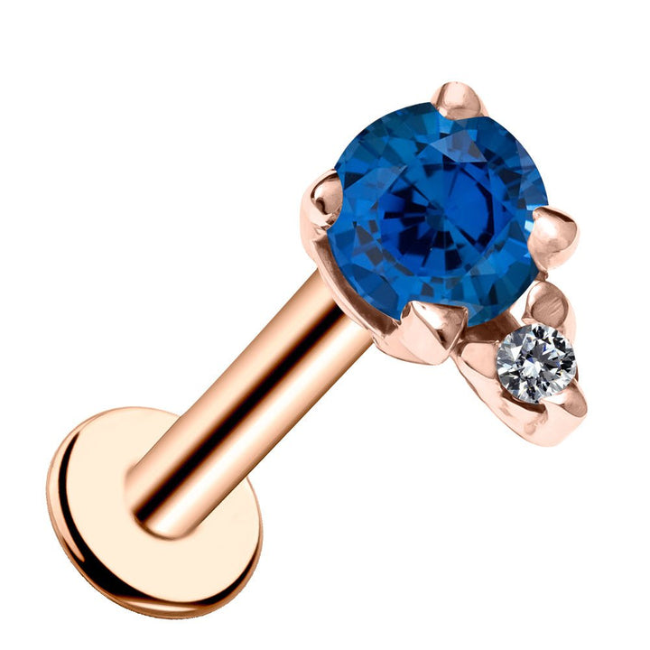Blue Sapphire with Diamond Accent Flat Back Earring