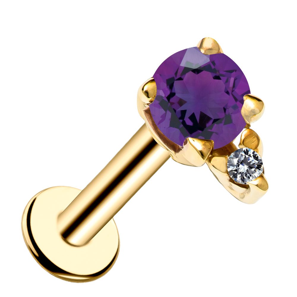Amethyst with Diamond Accent Flat Back Earring