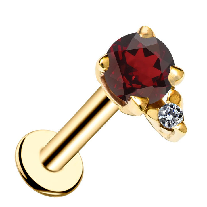 Garnet with Diamond Accent Flat Back Earring