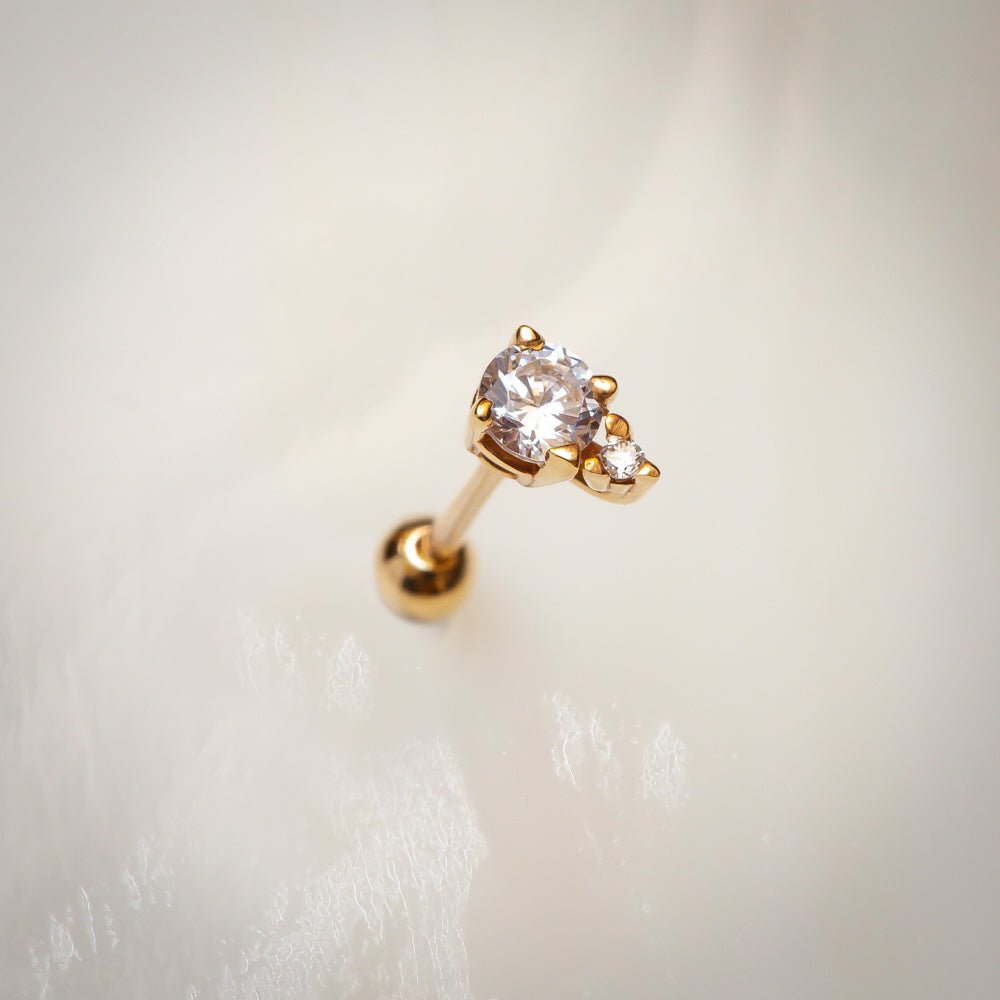 Diamond Accent Genuine Birthstone 14k Gold Cartilage Stud Earring