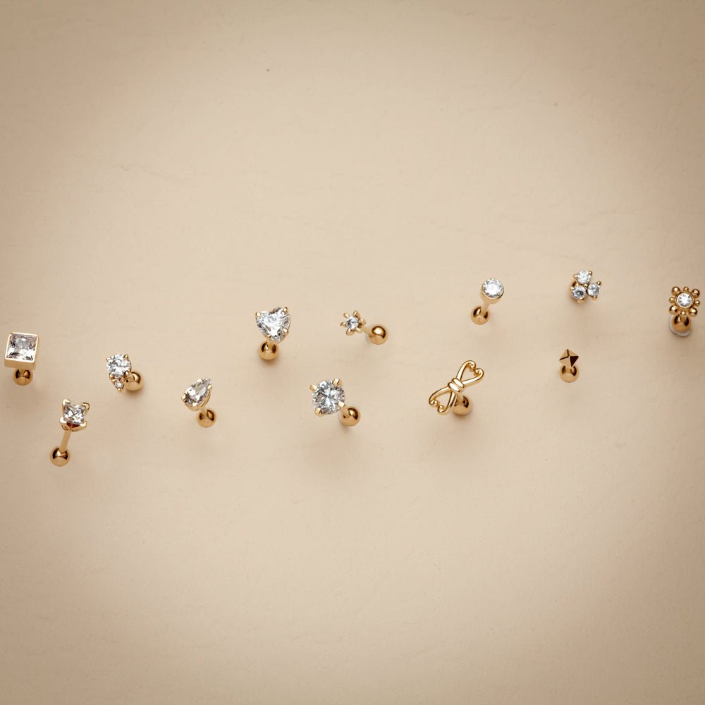 Diamond Accent Genuine Birthstone 14k Gold Cartilage Stud Earring