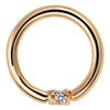 14K yellow gold diamond seam ring hoop with prong-set 1mm VS1 diamond, front view