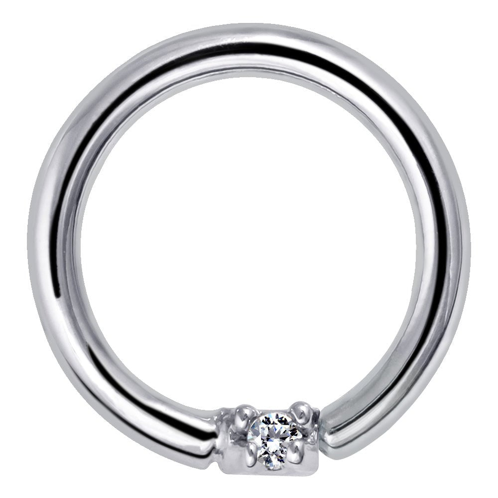 Diamond Seamless Ring Hoop 14K Gold or Platinum-950 Platinum   18G   3 8" (9.5mm)