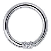 950 platinum diamond seamless hoop ring with prong-set 1mm VS1 diamond, front view