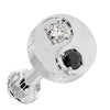 14k white gold yin yang diamond flat back stud with black and white genuine diamonds, angled view