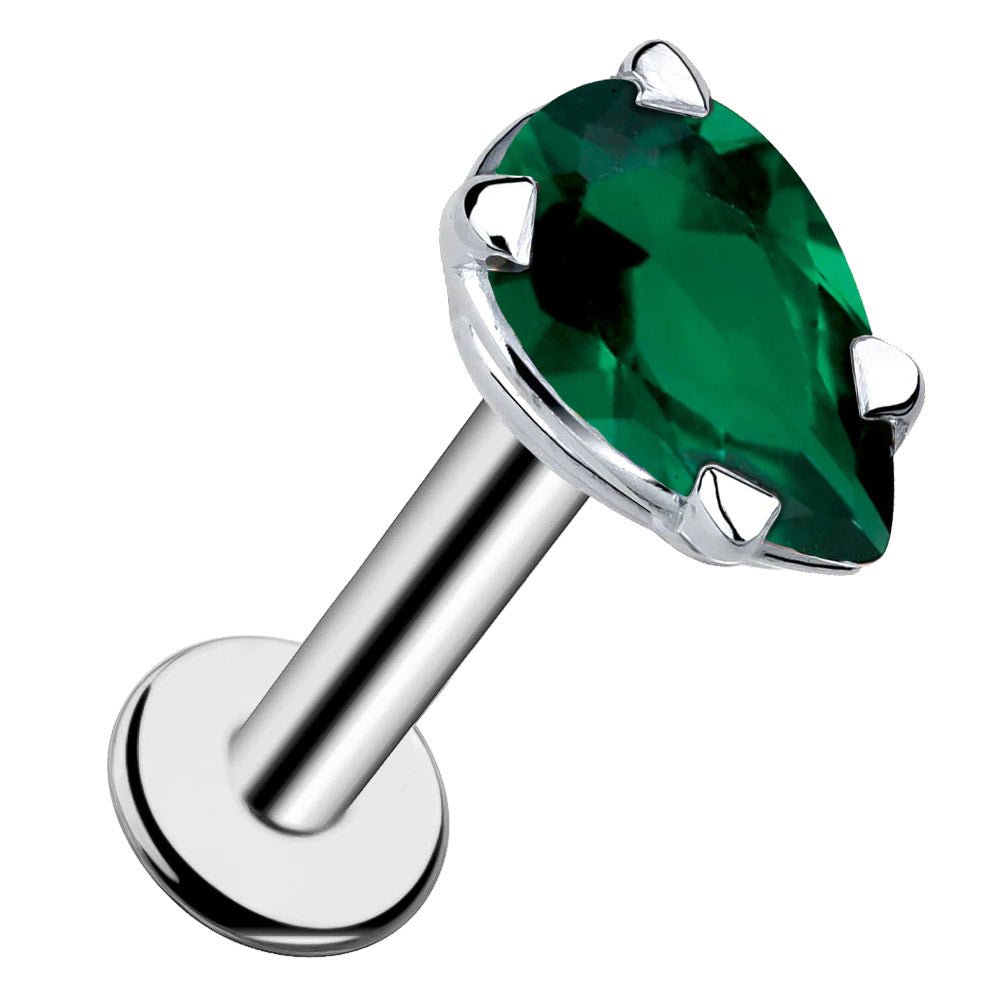 Emerald Pear Shaped Flat Back Earring