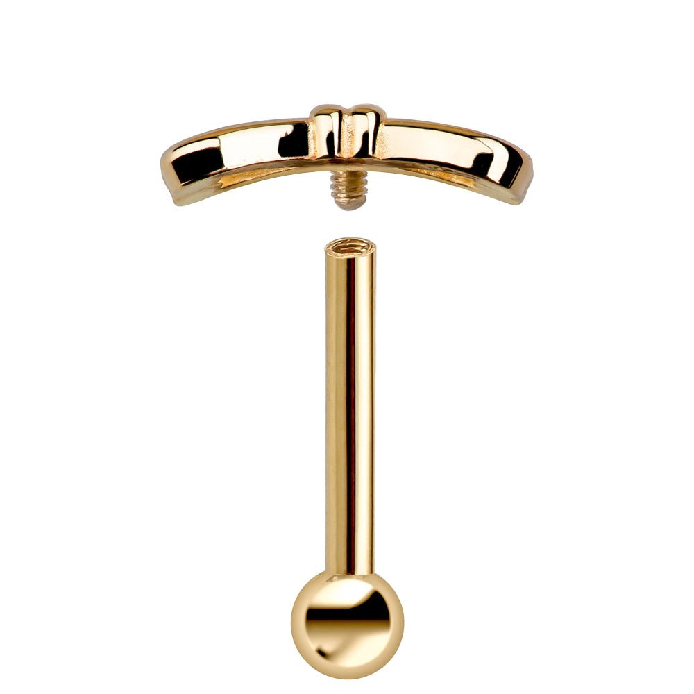 Fancy Bow 14K Gold Cartilage Stud Earring