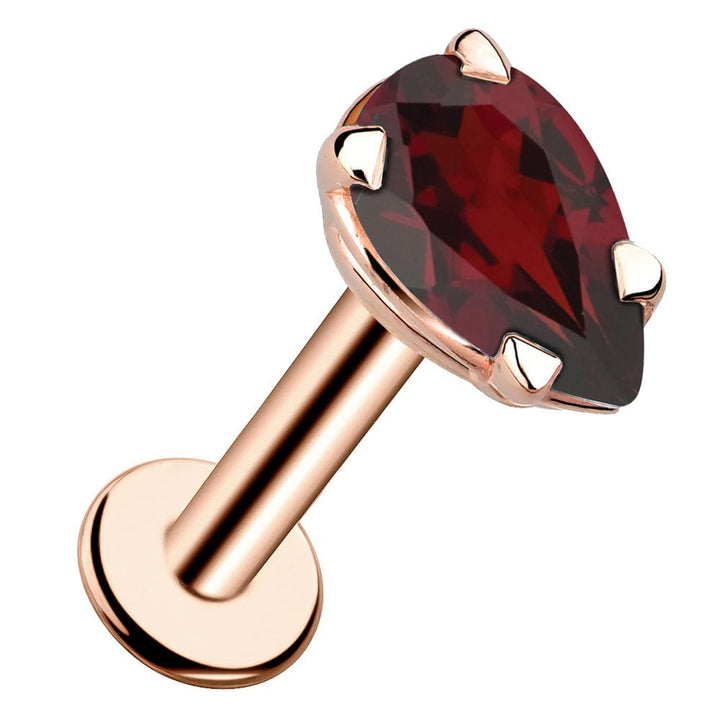 Garnet Pear Shaped Flat Back Earring