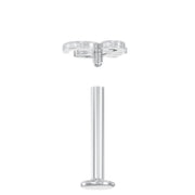 Disassembled Om flat back stud showing internally threaded top and separate flat back post