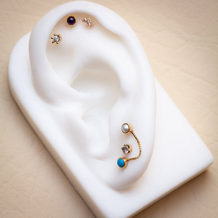 3mm Opal Cabochon Lip Tragus Nose Cartilage Flat Back Earring