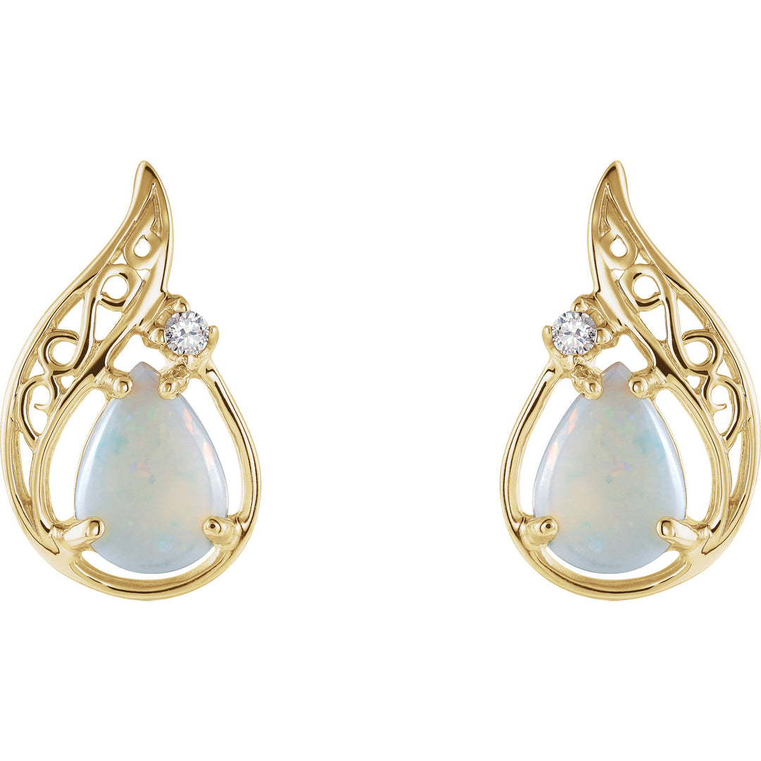Opal & Diamond 14k Gold Earrings