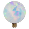 White synthetic opal 14k yellow gold internally threaded replacement ball showing gold screw post