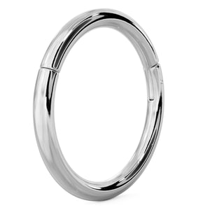 Platinum plain clicker ring hoop, angled view showing polished finish and clicker mechanism