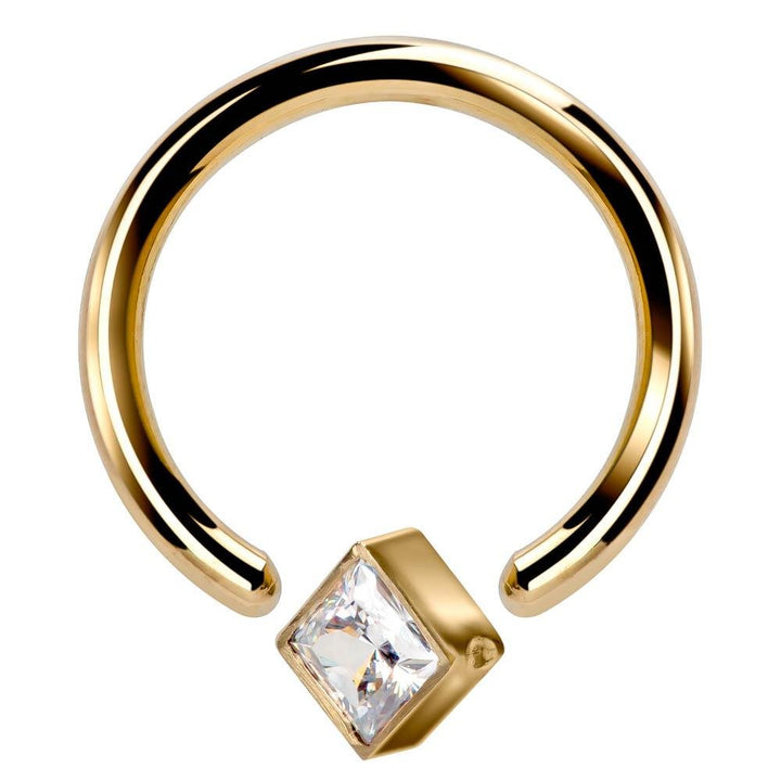 Yellow Corner Mount -  Gold Princess CZ  14k Gold Captive