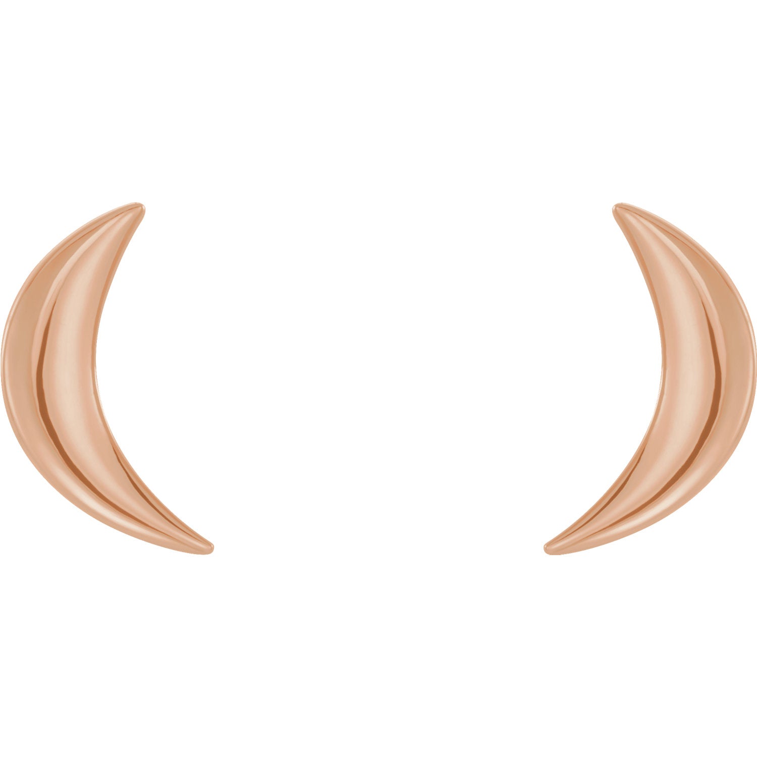 Crescent Moon 14k Gold Stud Earrings-Rose Gold