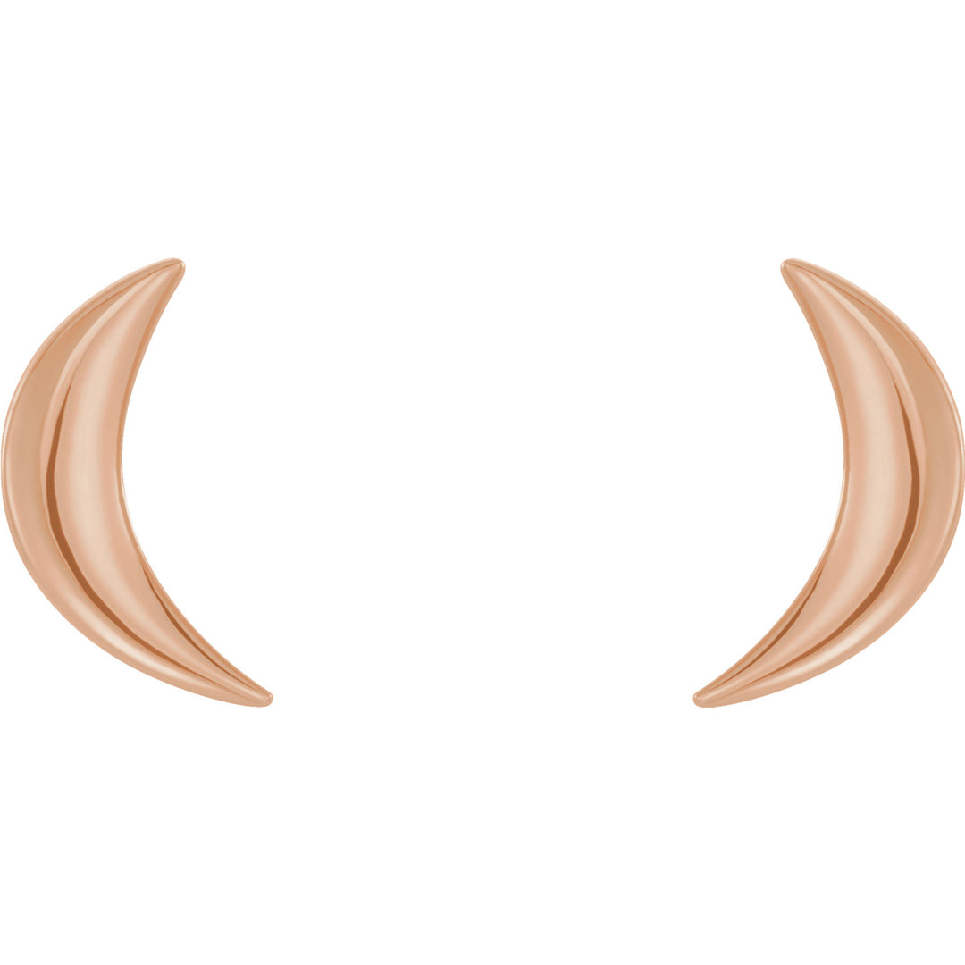 Crescent Moon 14k Gold Stud Earrings-Rose Gold