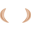 14k rose gold crescent moon stud earrings, front view of pair showing warm-toned polished finish