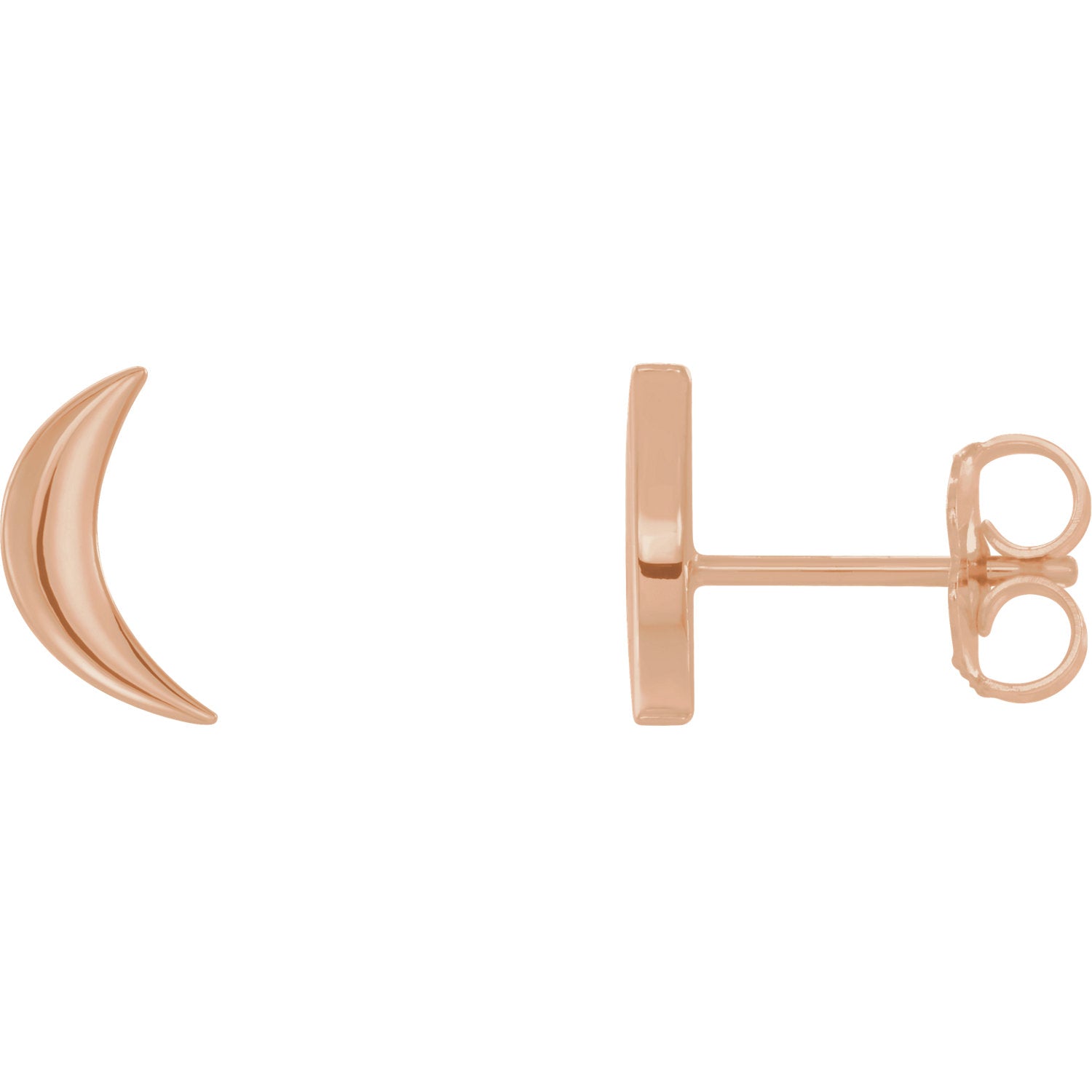 Crescent Moon 14k Gold Stud Earrings