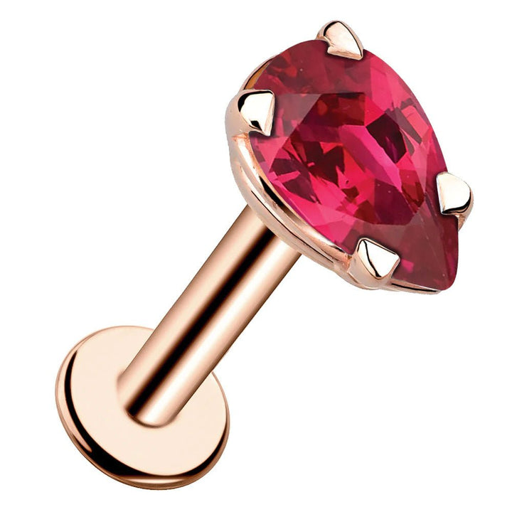 Ruby Pear Shaped Flat Back Earring