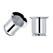 14k white gold single flare tunnel plugs pair showing hollow tunnel and O-ring groove