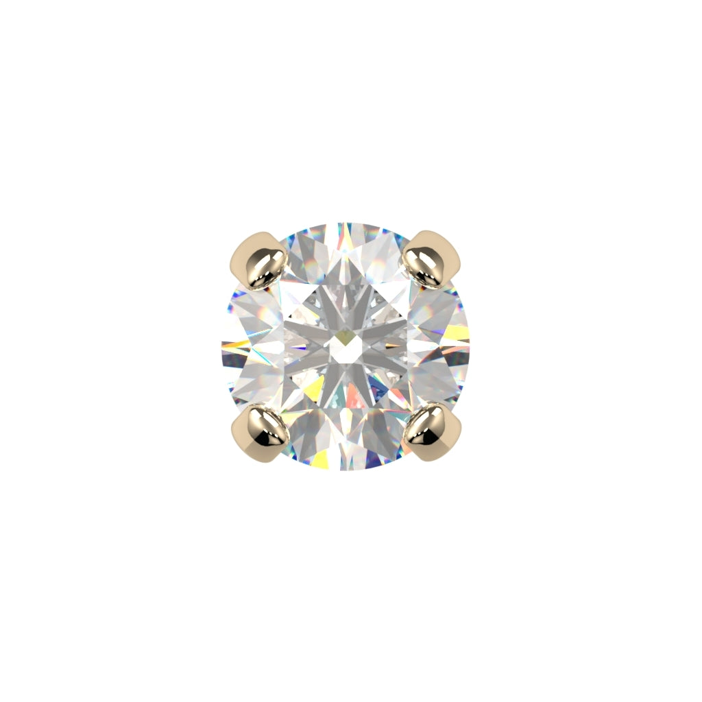 Front Tiny Diamond Prong-Set Stud 14K Gold EarringTiny Diamond Prong-Set Stud 14K Gold Earring