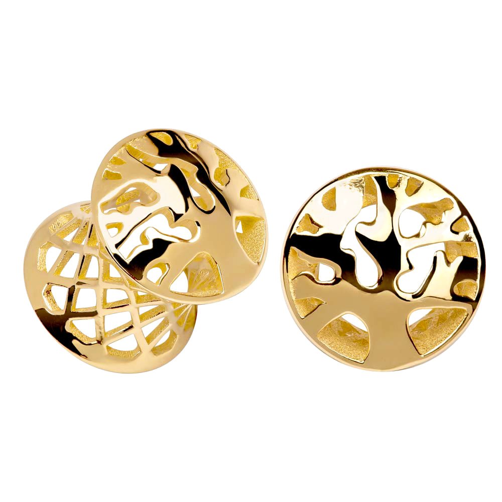 Tree of Life 14k Gold Tunnel Plugs-5 8