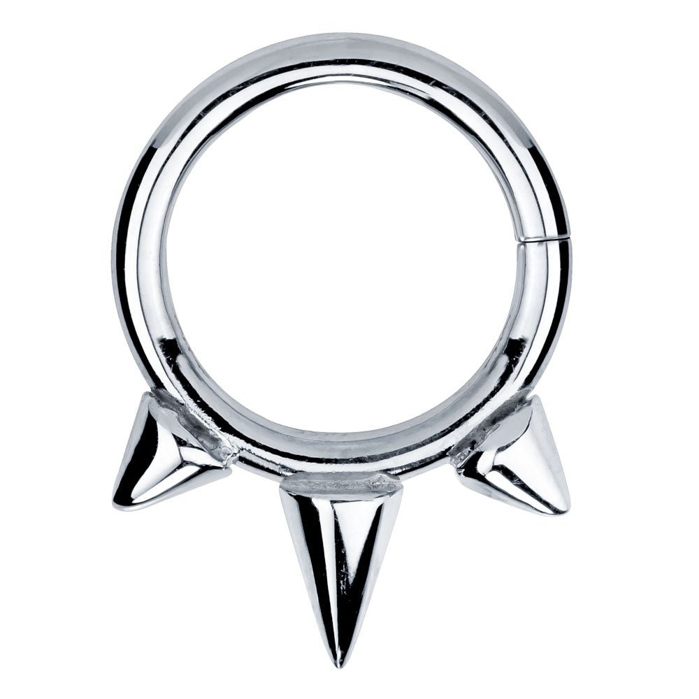 Triple Spike 14K Gold Seamless Ring-14K White Gold   18G   5 16