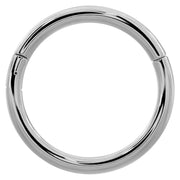 14k white gold plain clicker ring hoop, front view on white background showing high-polish finish