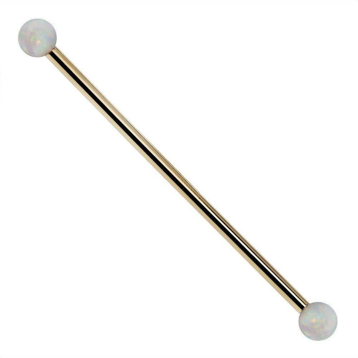 Opal 14k Gold Industrial Barbell