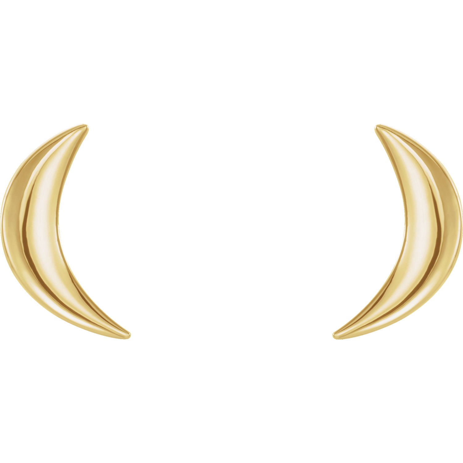 Crescent Moon 14k Gold Stud Earrings-Yellow Gold