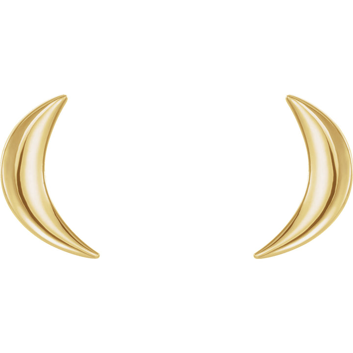 Crescent Moon 14k Gold Stud Earrings-Yellow Gold